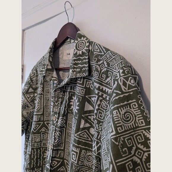 FOLK - Short sleeve patterned shirt - Sz L - Picture 2 of 7